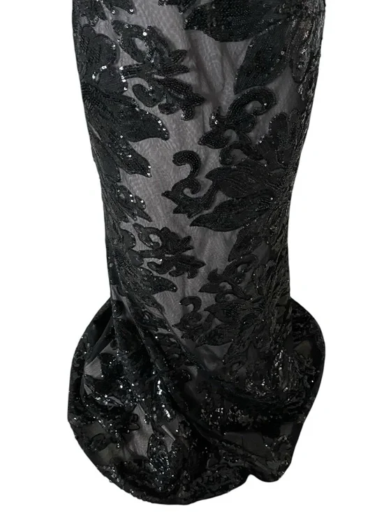 Calvin Klein Black Sequined Floral Maxi Dress Size 4 - Picture 6 of 12